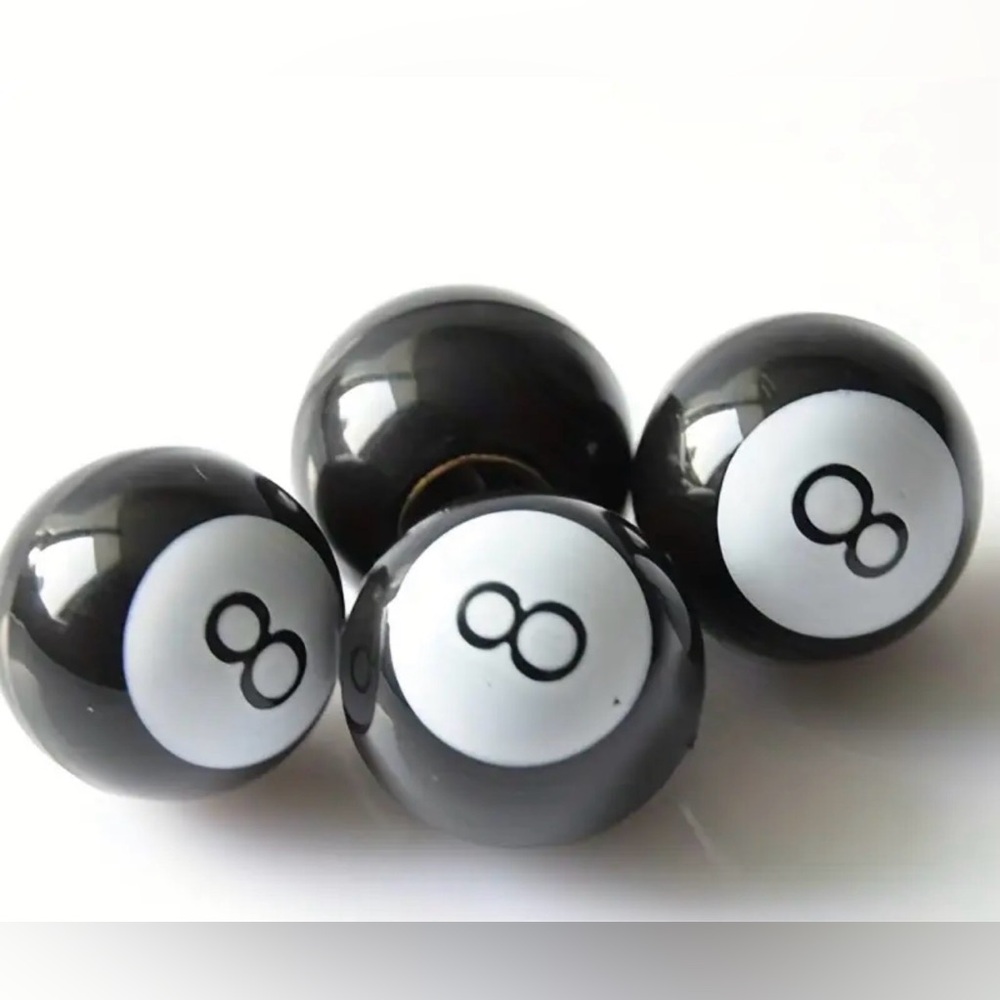 8 Ball Billiards Logo Tire Valve Stem Caps set of 4 for Bicycle Motorcycle Auto